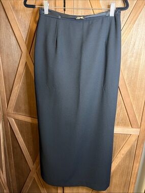 🇨🇦SC COLLECTION Vintage Black Maxi Skirt with Rhinestone Buckle Belt SIZE 6